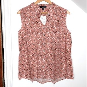 ELLOS Floral Print Button Down Collared Sleeveless Size 16.
